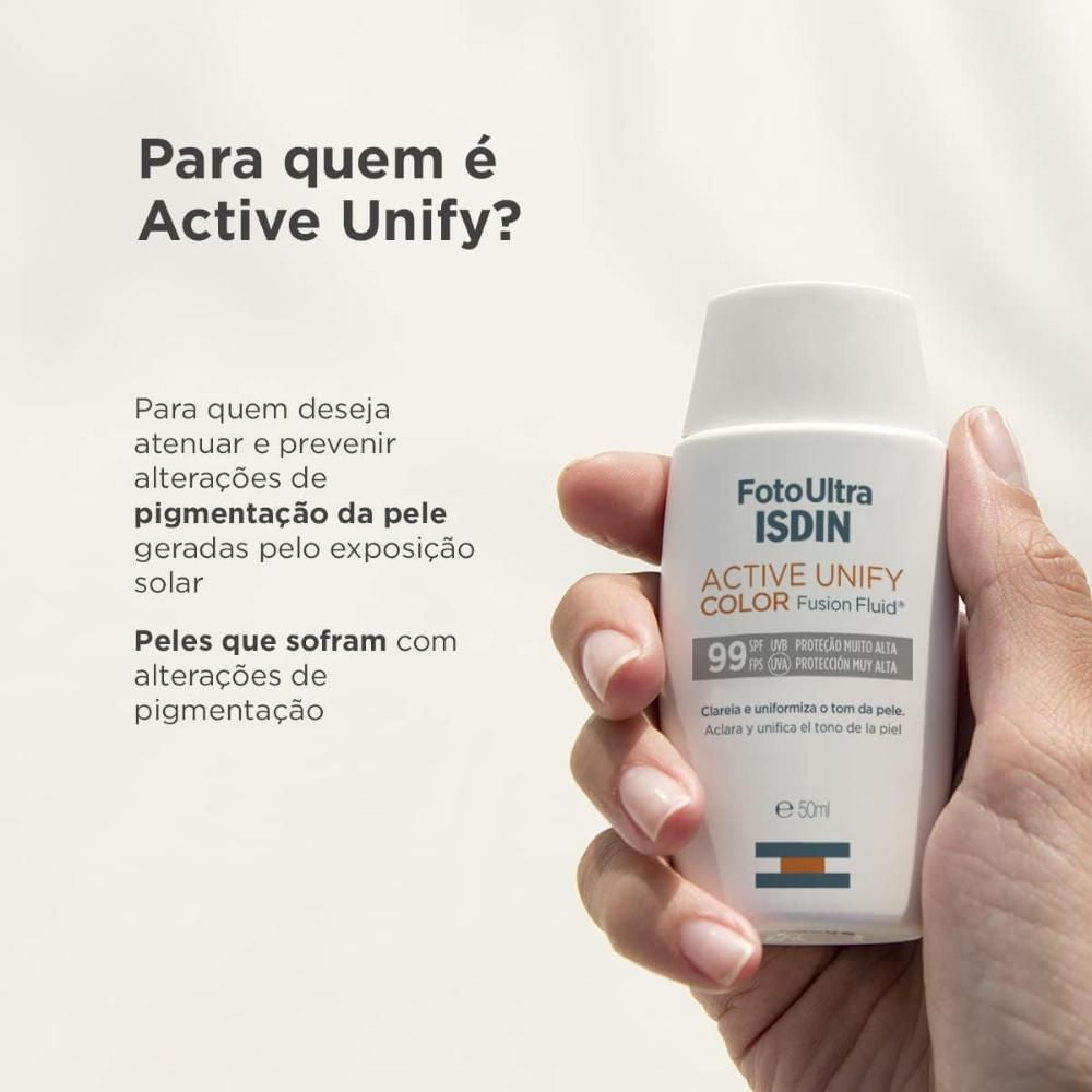 Protetor Solar Facial Foto Ultra Isdin Active Unify Color FPS 99 - 50ml